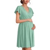 image:imageEkouaer Cotton Labor and Delivery Gown for Hospital 3 in 1 Nursing Nightgown for Breastfeeding Short Sleeve Maternity DressLight Green