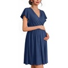 image:imageEkouaer Cotton Labor and Delivery Gown for Hospital 3 in 1 Nursing Nightgown for Breastfeeding Short Sleeve Maternity DressNavy