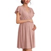 image:imageEkouaer Cotton Labor and Delivery Gown for Hospital 3 in 1 Nursing Nightgown for Breastfeeding Short Sleeve Maternity DressPink