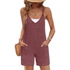 image:imageEkouaer Rompers for Women Summer Casual Sleeveless Strap Maternity Jumpsuit Vacation Shorts Overalls with PocketsRed