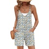 image:imageEkouaer Rompers for Women Summer Casual Sleeveless Strap Maternity Jumpsuit Vacation Shorts Overalls with PocketsWhite Floral Print