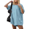 image:imageEkouaer Summer Rompers for Women Short Sleeve Oversized Tshirt Romper Reversible Baggy Jumpsuit Outfits with PocketsLight Blue