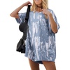 image:imageEkouaer Summer Rompers for Women Short Sleeve Oversized Tshirt Romper Reversible Baggy Jumpsuit Outfits with PocketsTie Dye Blue