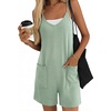 image:imageEkouaer Womens Summer Casual Sleeveless Rompers Loose Spaghetti Strap Shorts Overalls Outfits 2025 Jumpsuits With PocketsLight Green