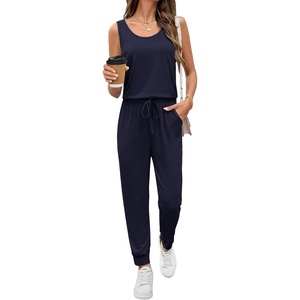 image:imageEkouaer Jumpsuits for Women Casual Sleeveless 2026 Summer Romper Dressy Vacation One Piece Outfits Fashion Travel ClothesDark Blue