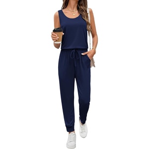 image:imageEkouaer Jumpsuits for Women Casual Sleeveless 2026 Summer Romper Dressy Vacation One Piece Outfits Fashion Travel ClothesNavy Blue