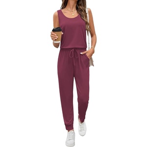 image:imageEkouaer Jumpsuits for Women Casual Sleeveless 2026 Summer Romper Dressy Vacation One Piece Outfits Fashion Travel ClothesPurple