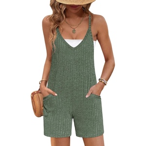 image:imageEkouaer Rompers for Women Summer Casual Sleeveless Strap Maternity Jumpsuit Vacation Shorts Overalls with PocketsArmy Green