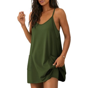 image:imageEkouaer Womens Athletic Romper Dress Summer Tennis Active Sports Mini Dresses Built in Shorts Travel Vacation Outfits SXXLArmy Green