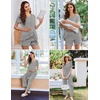 image:imageEkouaer 3 PCS Maternity Nursing Pajamas Set Postpartum Breastfeeding Short Sleeve Shirts Pregnancy Shorts amp Pants Pjs SXXLLight Grey