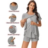 image:imageEkouaer 3 PCS Maternity Nursing Pajamas Set Postpartum Breastfeeding Short Sleeve Shirts Pregnancy Shorts amp Pants Pjs SXXLLight Grey