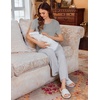 image:imageEkouaer 3 PCS Maternity Nursing Pajamas Set Postpartum Breastfeeding Short Sleeve Shirts Pregnancy Shorts amp Pants Pjs SXXLLight Grey Stripe