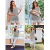 image:imageEkouaer 3 PCS Maternity Nursing Pajamas Set Postpartum Breastfeeding Short Sleeve Shirts Pregnancy Shorts amp Pants Pjs SXXLLight Grey Stripe