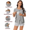image:imageEkouaer 3 PCS Maternity Nursing Pajamas Set Postpartum Breastfeeding Short Sleeve Shirts Pregnancy Shorts amp Pants Pjs SXXLLight Grey Stripe
