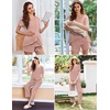 image:imageEkouaer 3 PCS Maternity Nursing Pajamas Set Postpartum Breastfeeding Short Sleeve Shirts Pregnancy Shorts amp Pants Pjs SXXLPink