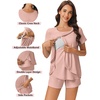 image:imageEkouaer 3 PCS Maternity Nursing Pajamas Set Postpartum Breastfeeding Short Sleeve Shirts Pregnancy Shorts amp Pants Pjs SXXLPink