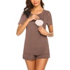 image:imageEkouaer Maternity Pajamas Nursing Pjs for Breastfeeding Shirt and Adjustable Maternity Short Postpartum SleepwearBrown