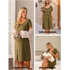 image:imageEkouaer Maternity Summer Dress Breastfeeding Baby Shower Nursing Friendly Dresses Pregnancy Labor and Delivery Gown ClothesArmy Green