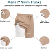 image:imageEkouaer Mens 7 Swim Trunks Swimwear Zip Pockets Beach Board Shorts Bathing Suits with Mesh LiningKhaki
