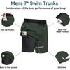 image:imageEkouaer Mens 7 Swim Trunks Swimwear Zip Pockets Beach Board Shorts Bathing Suits with Mesh LiningZ Dark Green Print