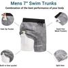 image:imageEkouaer Mens 7 Swim Trunks Swimwear Zip Pockets Beach Board Shorts Bathing Suits with Mesh LiningZ Gray Leaves