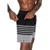 image:imageEkouaer Mens 7 Swim Trunks Swimwear Zip Pockets Beach Board Shorts Bathing Suits with Mesh LiningZ Stripes Black Gray