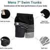 image:imageEkouaer Mens 7 Swim Trunks Swimwear Zip Pockets Beach Board Shorts Bathing Suits with Mesh LiningZ Stripes Black Gray
