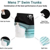 image:imageEkouaer Mens 7 Swim Trunks Swimwear Zip Pockets Beach Board Shorts Bathing Suits with Mesh LiningZ Stripes Black Green