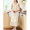 image:imageEkouaer Nightgowns for Women Long Sleeveless Night Gown Victorian Nightdress Button Sleepshirt Soft Sleepwear SXXXLBeige Floral