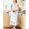 image:imageEkouaer Nightgowns for Women Long Sleeveless Night Gown Victorian Nightdress Button Sleepshirt Soft Sleepwear SXXXLBlue Flower