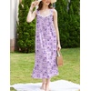 image:imageEkouaer Nightgowns for Women Long Sleeveless Night Gown Victorian Nightdress Button Sleepshirt Soft Sleepwear SXXXLDark Purple Floral