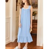 image:imageEkouaer Nightgowns for Women Long Sleeveless Night Gown Victorian Nightdress Button Sleepshirt Soft Sleepwear SXXXLLight Blue