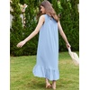 image:imageEkouaer Nightgowns for Women Long Sleeveless Night Gown Victorian Nightdress Button Sleepshirt Soft Sleepwear SXXXLLight Blue