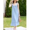 image:imageEkouaer Nightgowns for Women Long Sleeveless Night Gown Victorian Nightdress Button Sleepshirt Soft Sleepwear SXXXLLight Blue