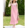 image:imageEkouaer Nightgowns for Women Long Sleeveless Night Gown Victorian Nightdress Button Sleepshirt Soft Sleepwear SXXXLPink