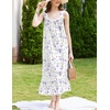 image:imageEkouaer Nightgowns for Women Long Sleeveless Night Gown Victorian Nightdress Button Sleepshirt Soft Sleepwear SXXXLWhite Purple Floral