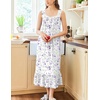 image:imageEkouaer Nightgowns for Women Long Sleeveless Night Gown Victorian Nightdress Button Sleepshirt Soft Sleepwear SXXXLWhite Purple Floral