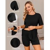 image:imageEkouaer Women Maternity Sets 2 Piece Outfits Summer T Shirts and Biker Shorts Set Pregnancy LoungewearBlack