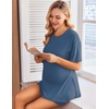 image:imageEkouaer Women Maternity Sets 2 Piece Outfits Summer T Shirts and Biker Shorts Set Pregnancy LoungewearBlue