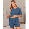 image:imageEkouaer Women Maternity Sets 2 Piece Outfits Summer T Shirts and Biker Shorts Set Pregnancy LoungewearBlue