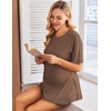 image:imageEkouaer Women Maternity Sets 2 Piece Outfits Summer T Shirts and Biker Shorts Set Pregnancy LoungewearBrown
