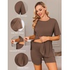 image:imageEkouaer Women Maternity Sets 2 Piece Outfits Summer T Shirts and Biker Shorts Set Pregnancy LoungewearBrown