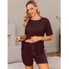 image:imageEkouaer Women Maternity Sets 2 Piece Outfits Summer T Shirts and Biker Shorts Set Pregnancy LoungewearBurgundy Red
