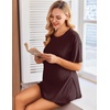 image:imageEkouaer Women Maternity Sets 2 Piece Outfits Summer T Shirts and Biker Shorts Set Pregnancy LoungewearBurgundy Red