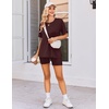 image:imageEkouaer Women Maternity Sets 2 Piece Outfits Summer T Shirts and Biker Shorts Set Pregnancy LoungewearBurgundy Red