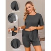image:imageEkouaer Women Maternity Sets 2 Piece Outfits Summer T Shirts and Biker Shorts Set Pregnancy LoungewearDark Grey