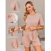 image:imageEkouaer Women Maternity Sets 2 Piece Outfits Summer T Shirts and Biker Shorts Set Pregnancy LoungewearDirty Pink