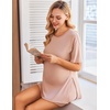 image:imageEkouaer Women Maternity Sets 2 Piece Outfits Summer T Shirts and Biker Shorts Set Pregnancy LoungewearDirty Pink