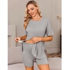 image:imageEkouaer Women Maternity Sets 2 Piece Outfits Summer T Shirts and Biker Shorts Set Pregnancy LoungewearLight Grey
