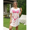 image:imageEkouaer Womens Bikini Shirt Cover Up Short Sleeve Cute Bikini Print CoverUp Baggy T Shirt Dress Fun WearAhot Pink